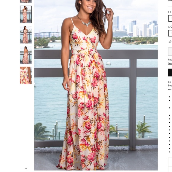 Miss Avenue Ivory Floral Tropical Maxi Dress - Size Small - Picture 5 of 11